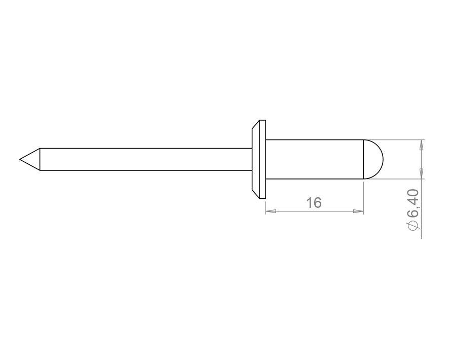 Rivet aveugle standard - tête plate (TP) - alu/acier - 6.4 x 20.4mm